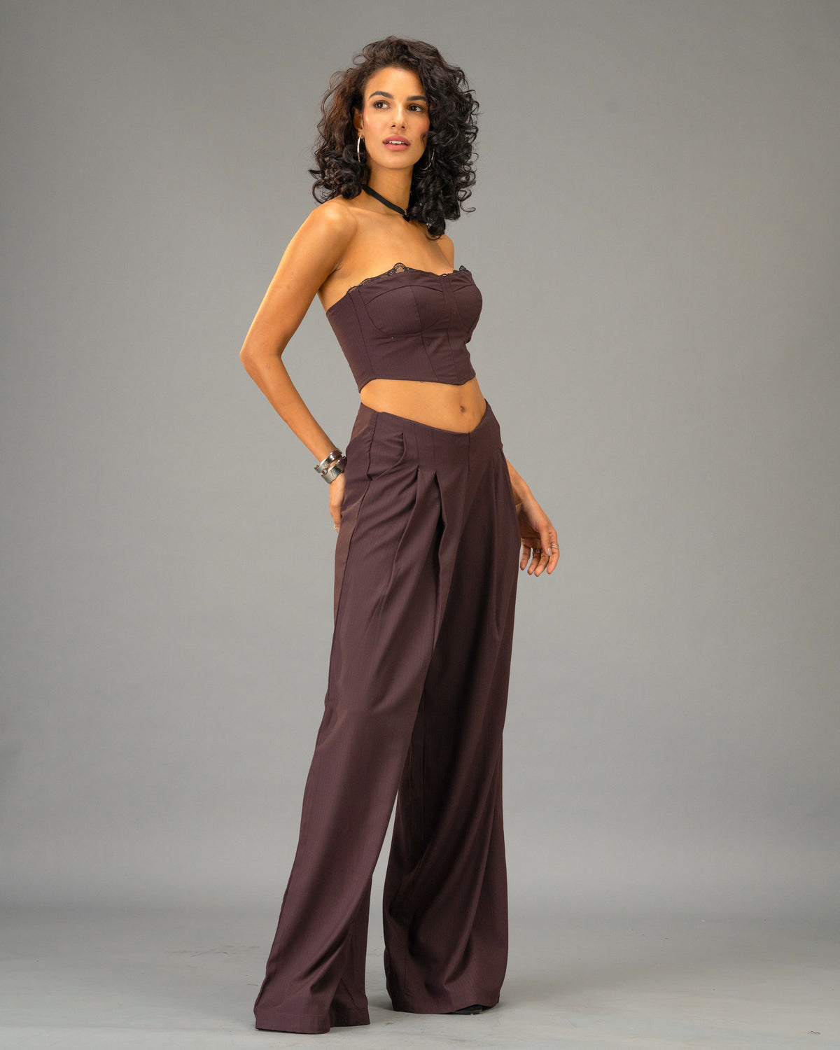 Plum Moon Deep Plum Wide Leg Trousers