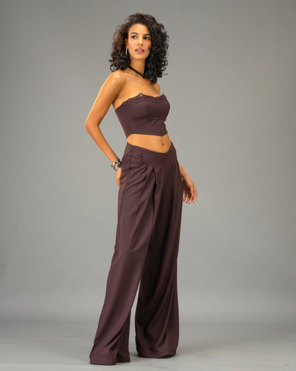 Plum Moon Deep Plum Wide Leg Trousers