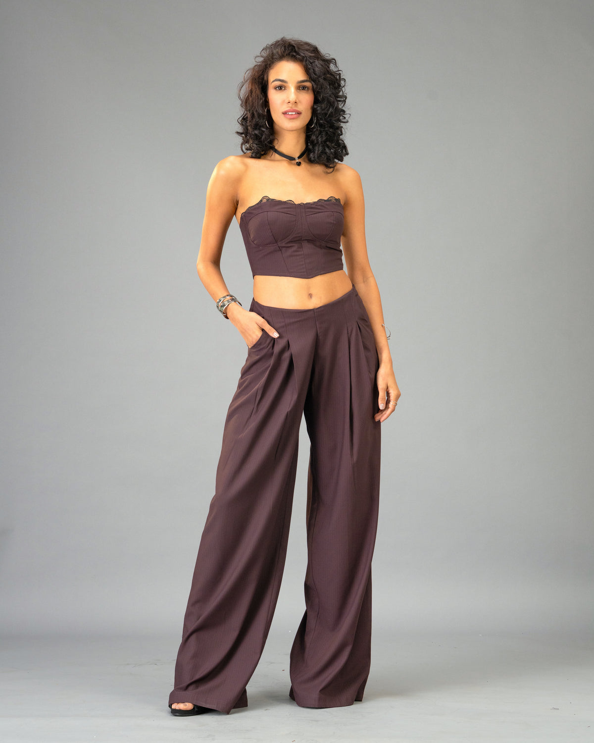 Plum Moon Deep Plum Wide Leg Trousers