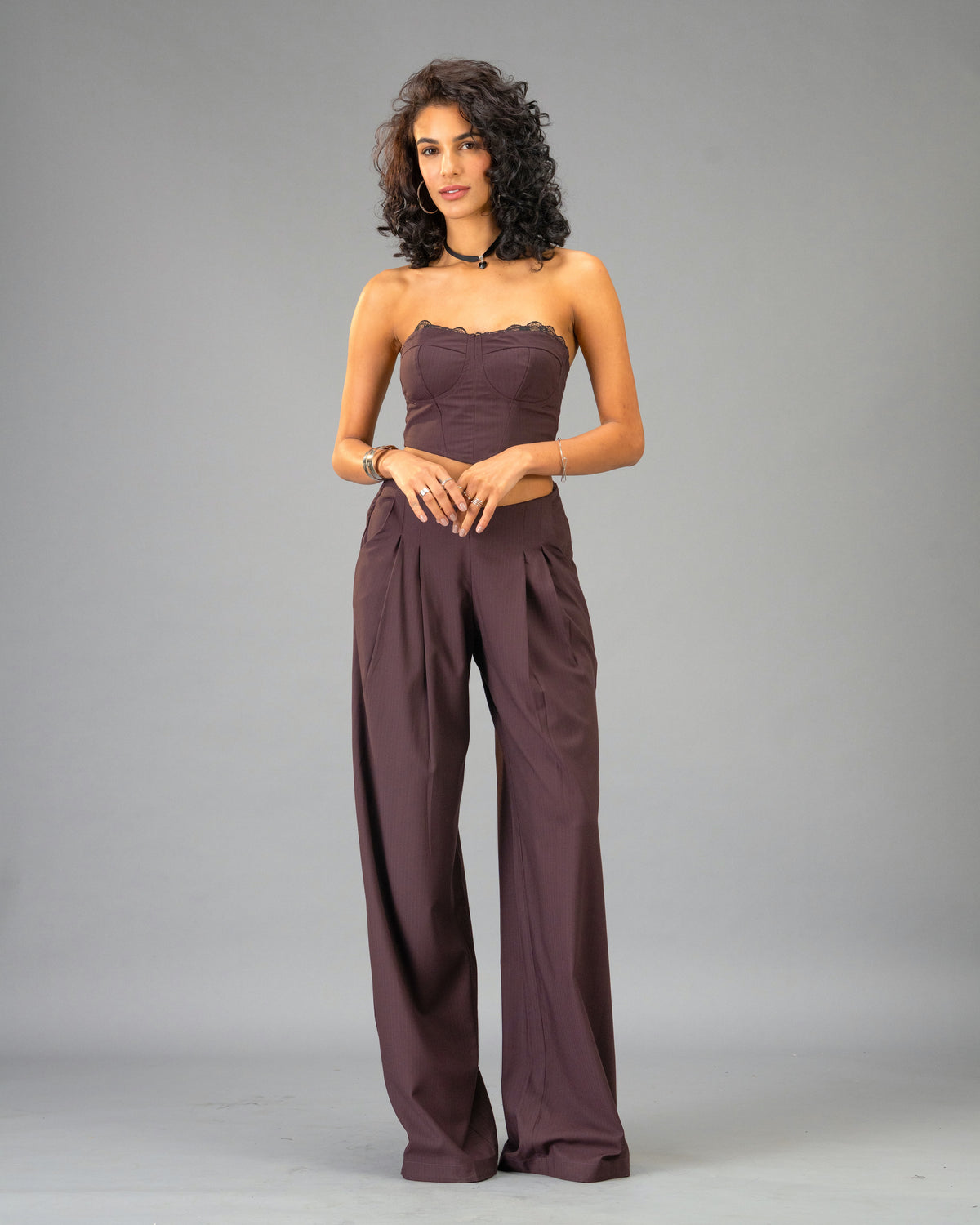 Plum Moon Deep Plum Wide Leg Trousers