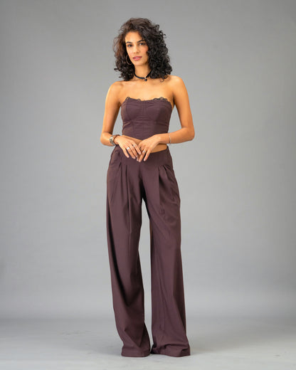 Plum Moon Deep Plum Wide Leg Trousers