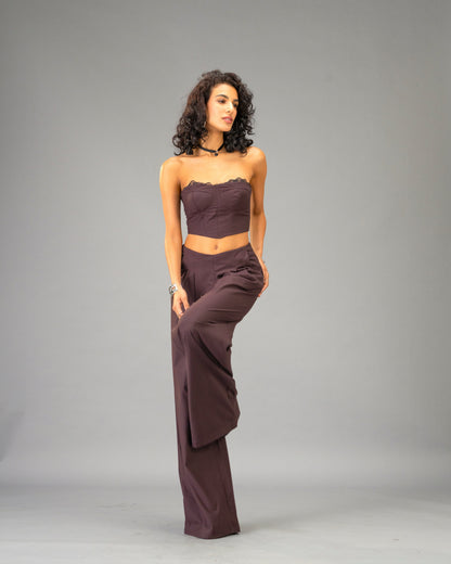 Plum Moon Deep Plum Wide Leg Trousers