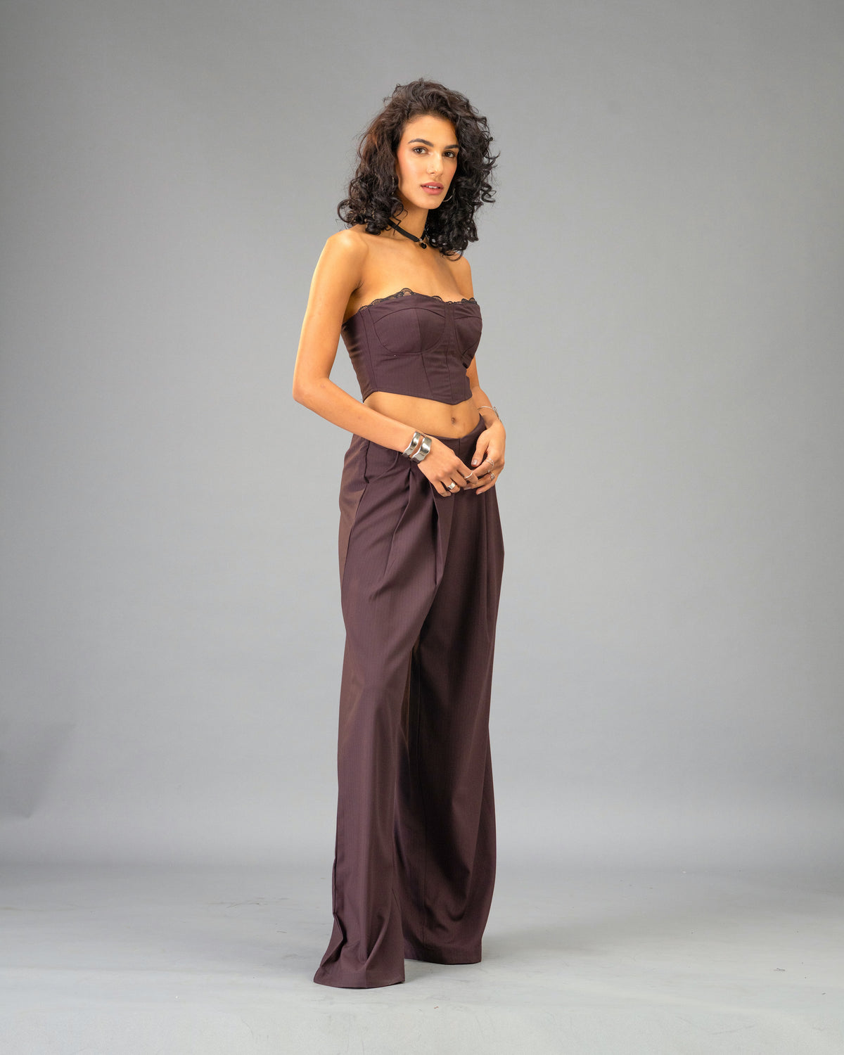 Plum Moon Deep Plum Wide Leg Trousers