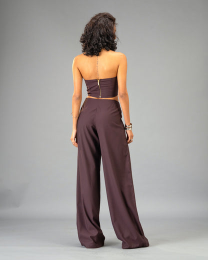 Plum Moon Deep Plum Wide Leg Trousers