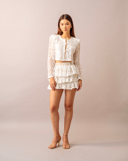 Petal Light Top  – Ivory Lace jacket with lycra tube top inner for Women