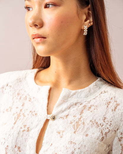 Petal Light Top  – Ivory Lace jacket with lycra tube top inner for Women