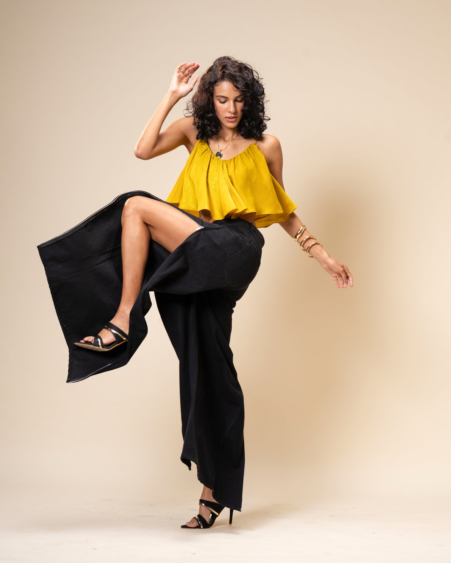 Spill Mustard Yellow Crop Top