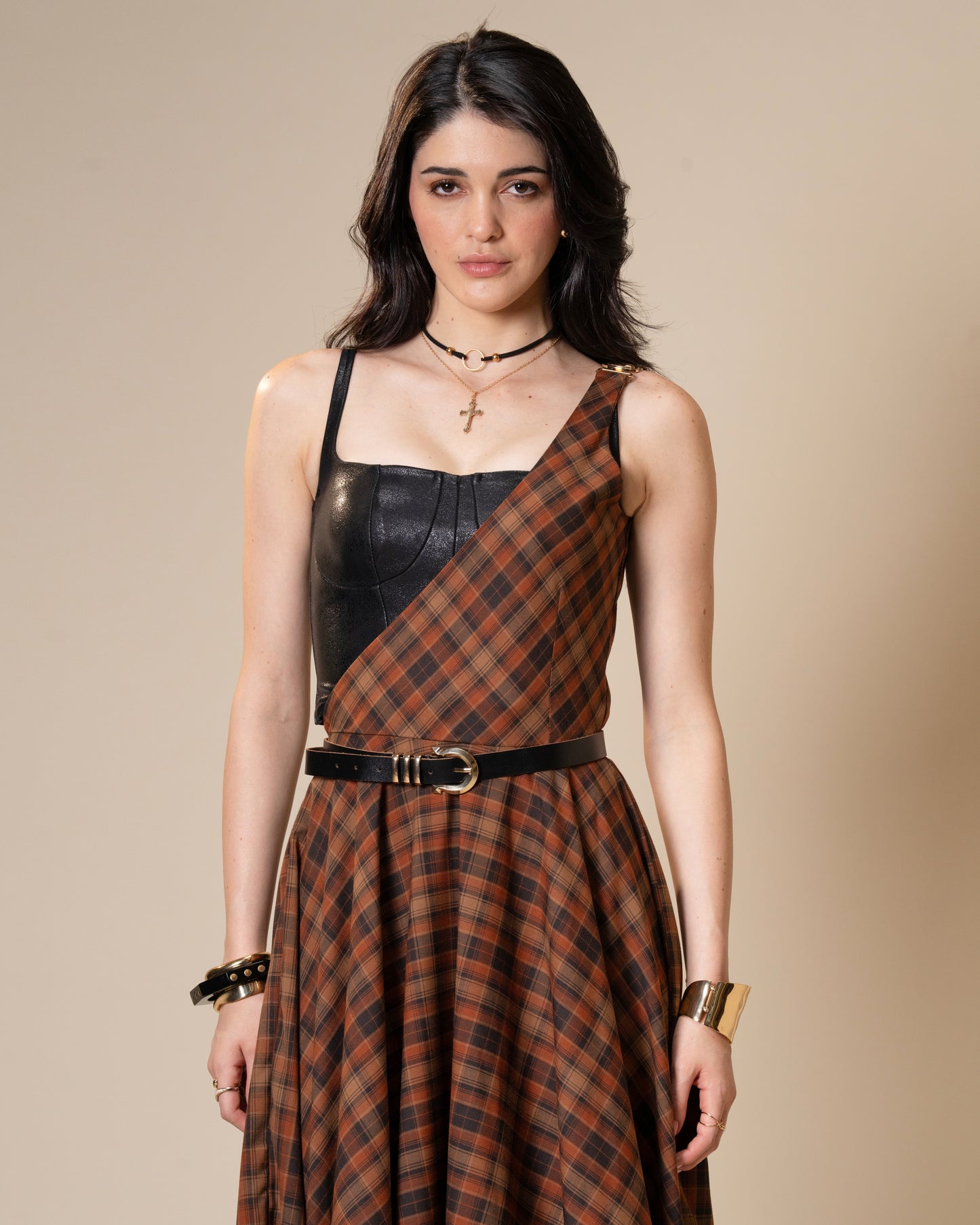 Disrupt Black Leather Corset Top