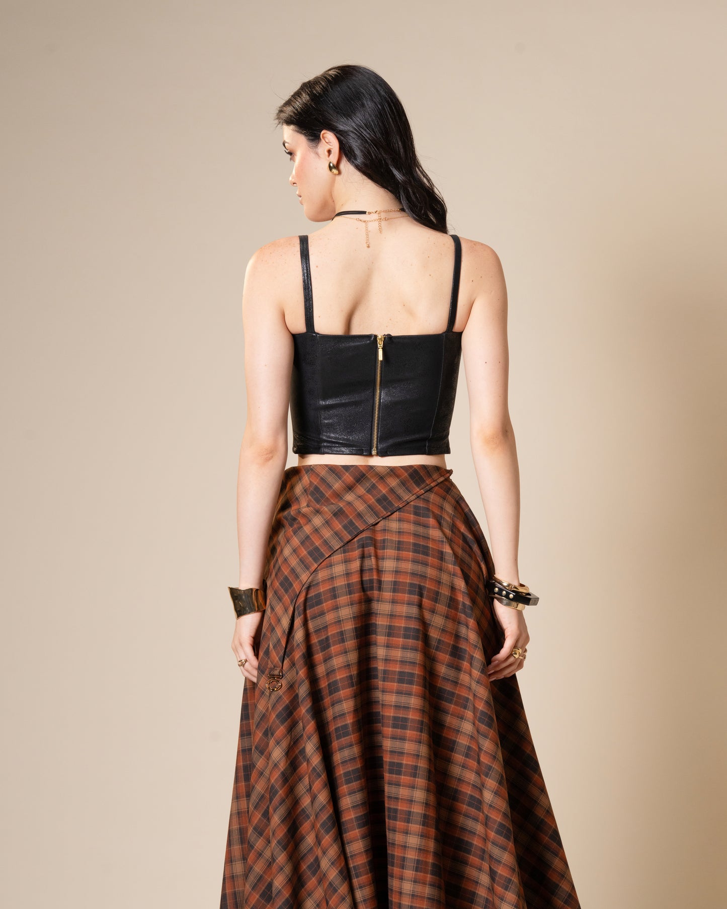 Disrupt Black Leather Corset Top