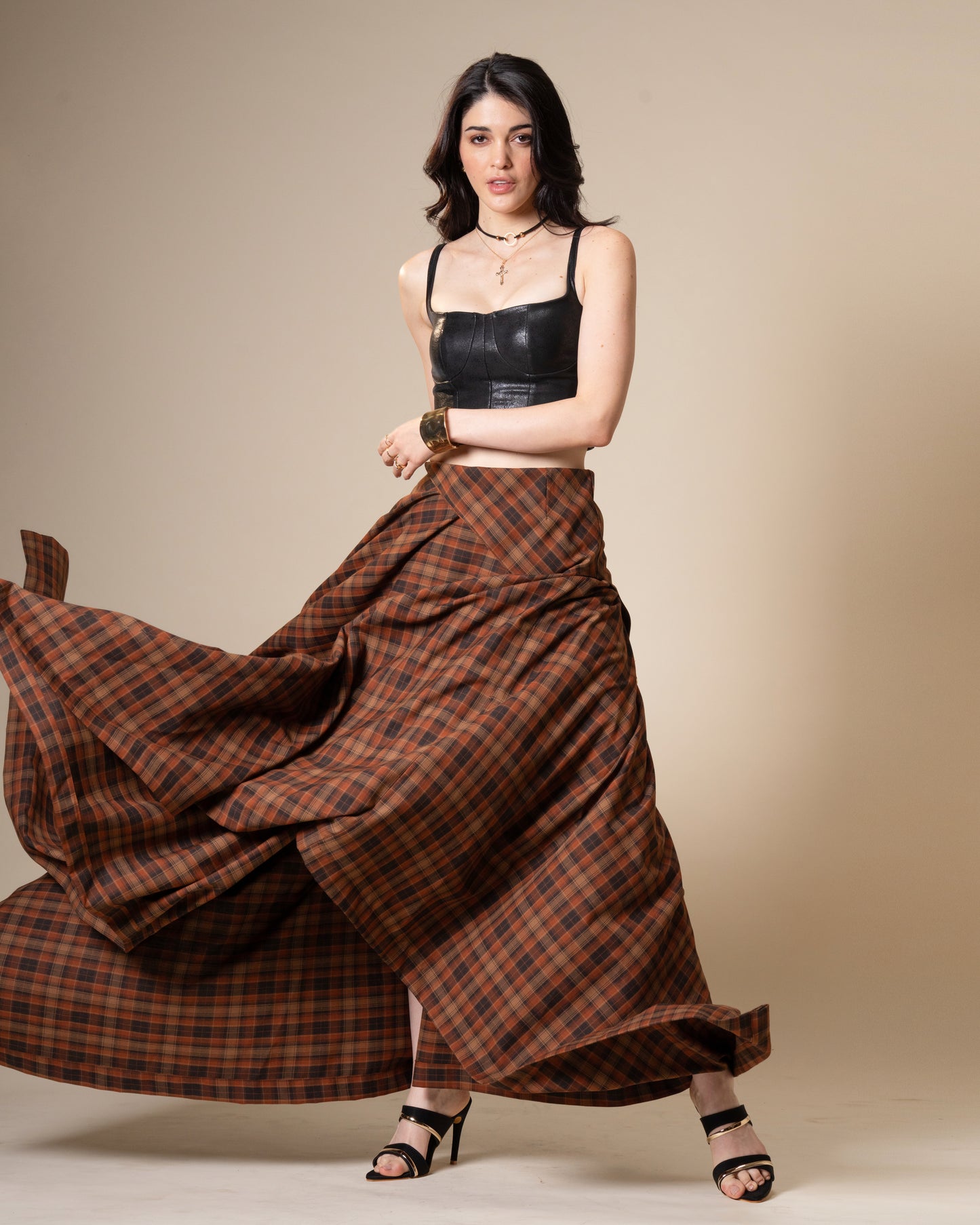 Disrupt Black Leather Corset Top