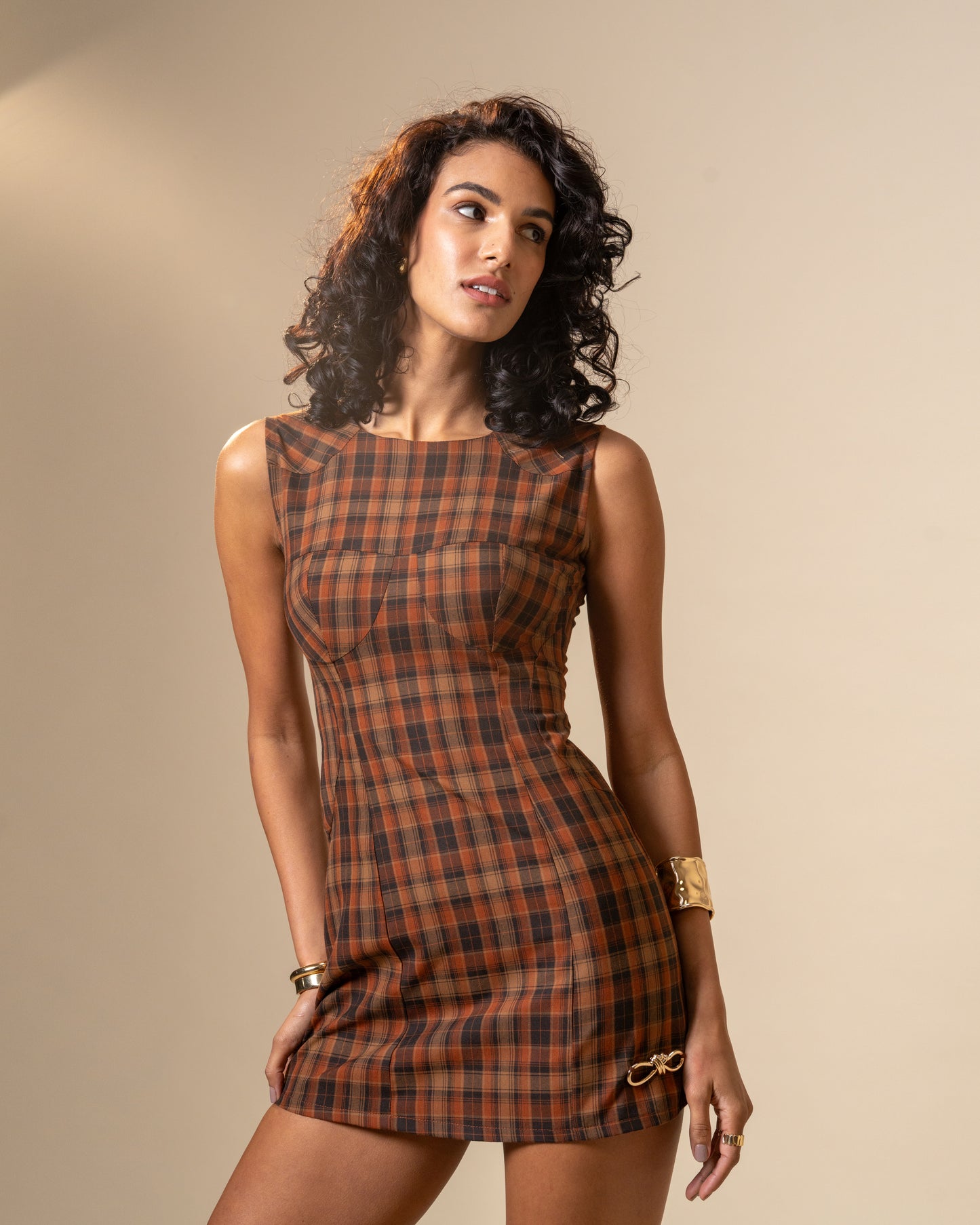 Nerve Plaid Mini Dress