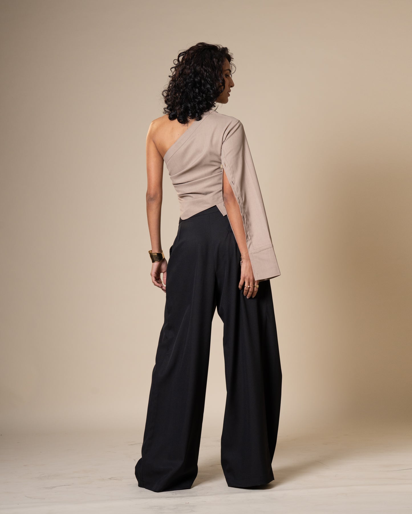 Inversion Trousers - Mid Waist Wide Fit Black Trousers