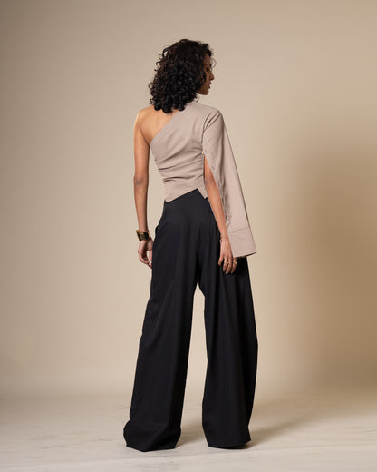 Inversion Trousers - Mid Waist Wide Fit Black Trousers