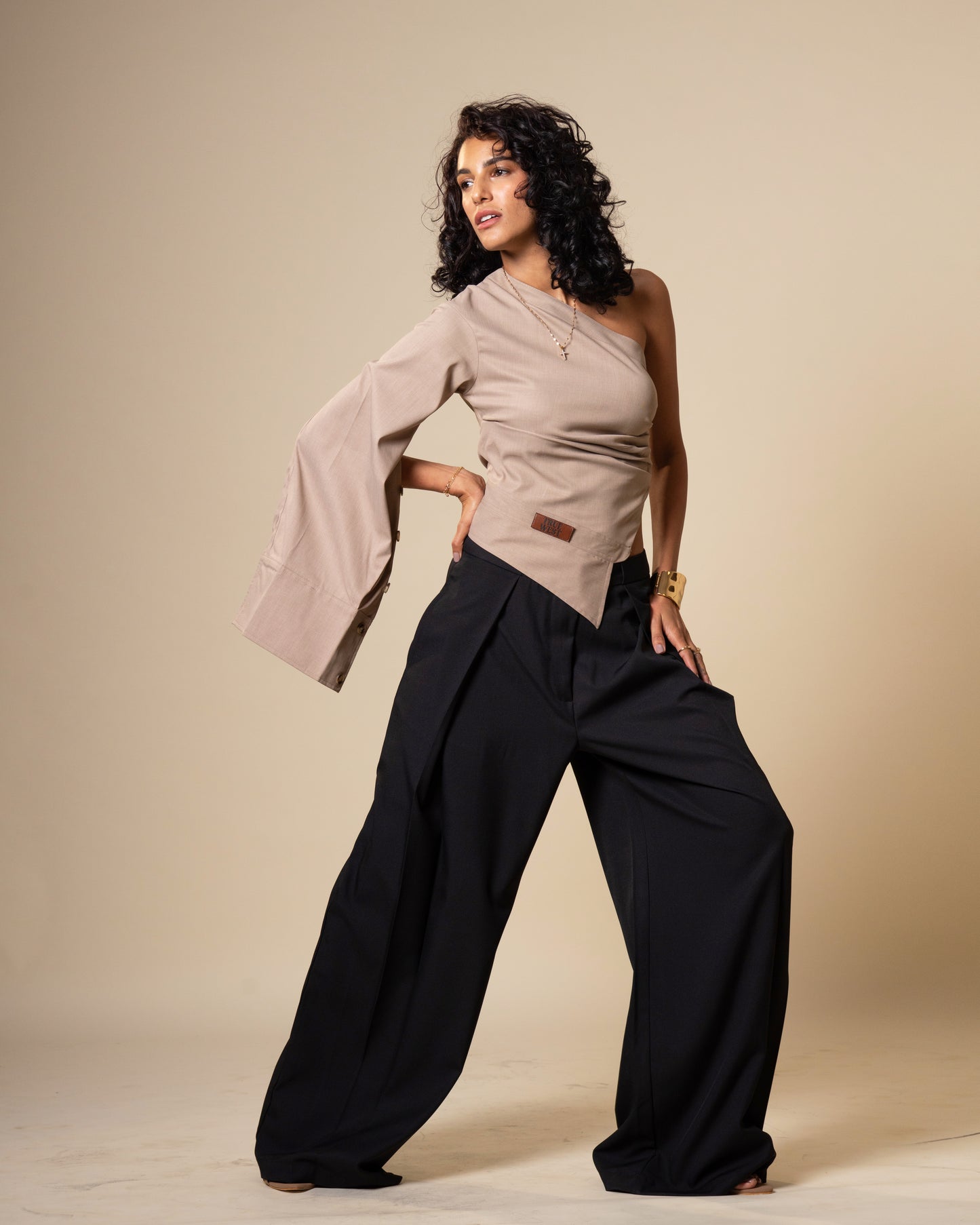Inversion Trousers - Mid Waist Wide Fit Black Trousers