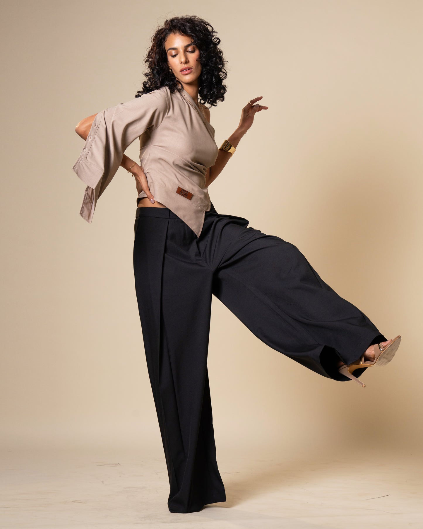 Inversion Trousers - Mid Waist Wide Fit Black Trousers