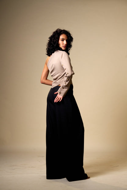 Inversion Trousers - Mid Waist Wide Fit Black Trousers