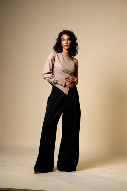 Inversion Trousers - Mid Waist Wide Fit Black Trousers