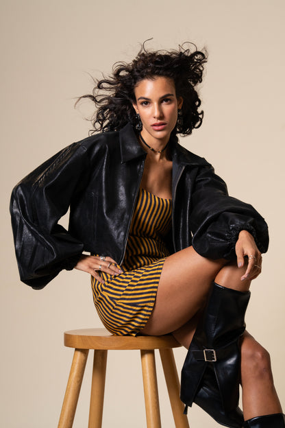 Edge Coordset -  Viscose Mini and Faux Leather Jacket