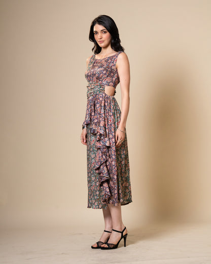 Merge Dual Color Midi Dress