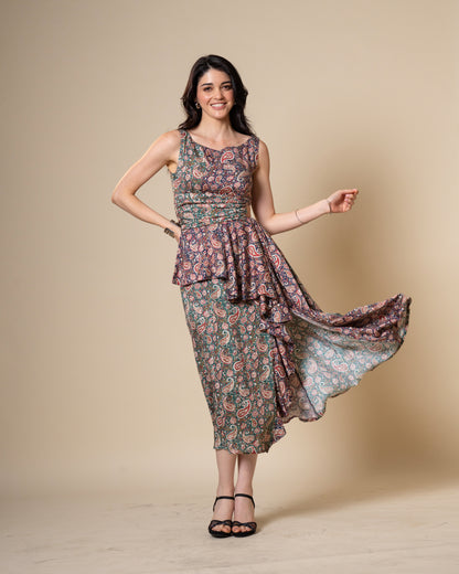 Merge Dual Color Midi Dress