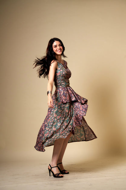 Merge Dual Color Midi Dress