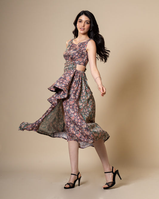 Merge Dual Color Midi Dress