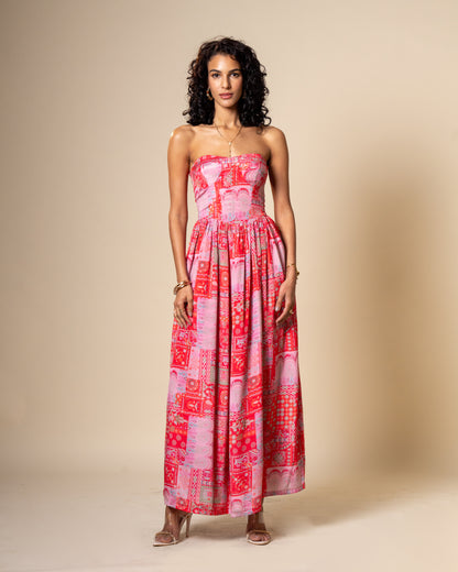 Blur Coral Printed Midi Dress