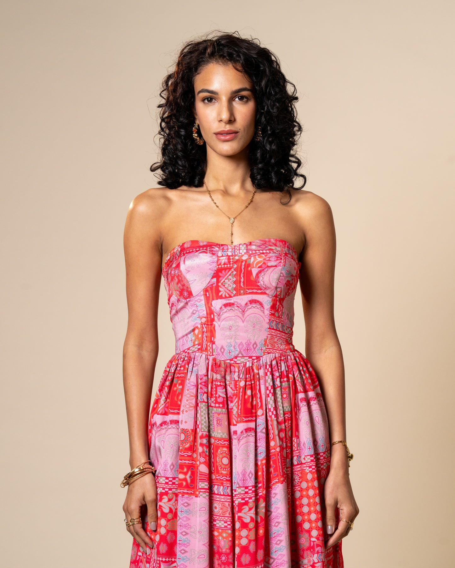 Blur Coral Printed Midi Dress