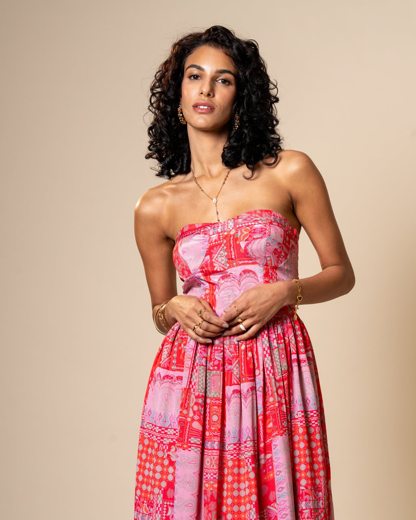 Blur Coral Printed Midi Dress