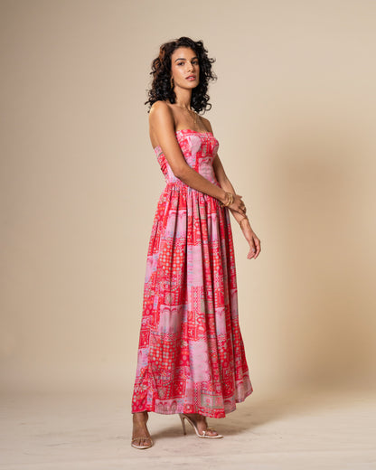 Blur Coral Printed Midi Dress