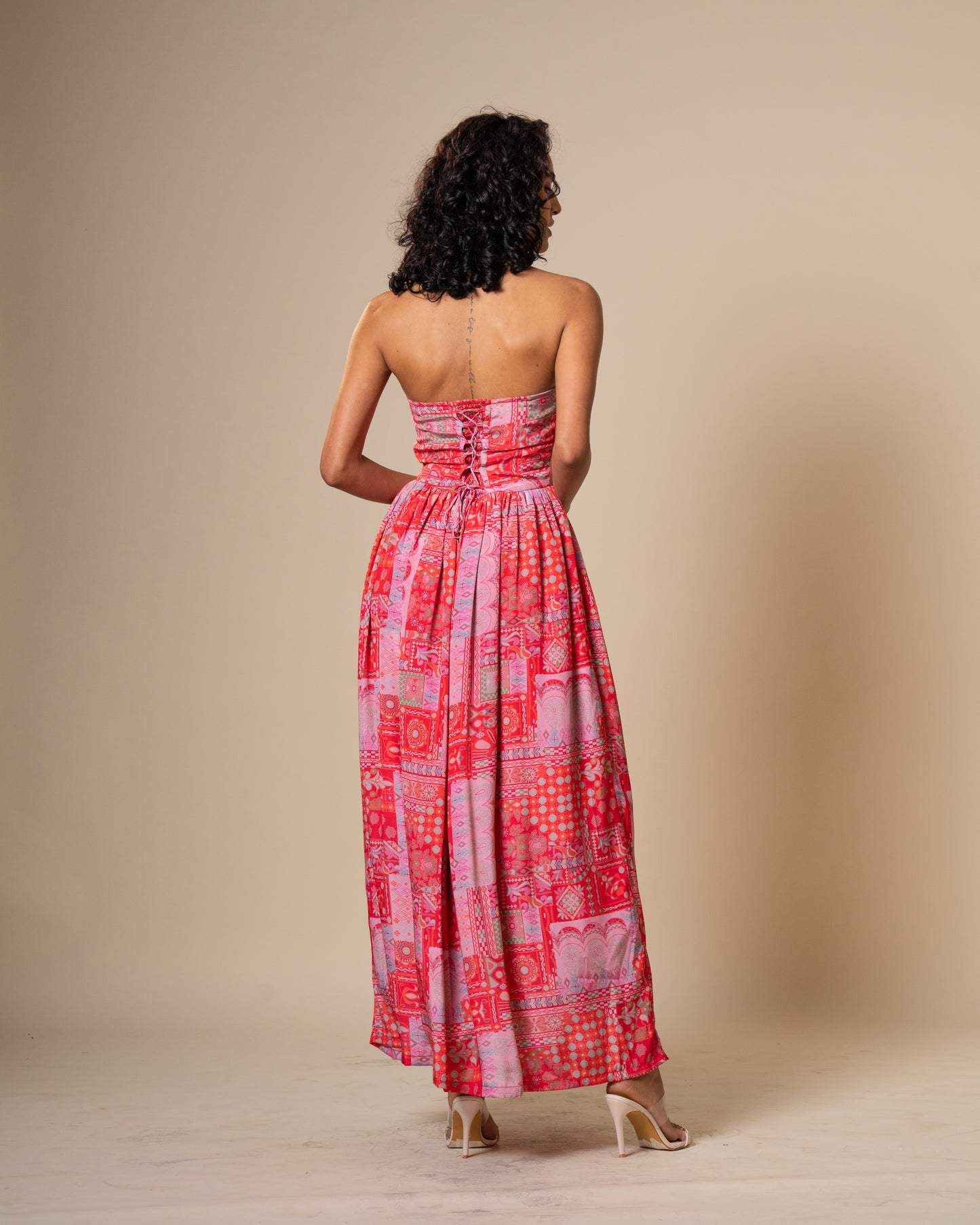 Blur Coral Printed Midi Dress