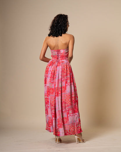 Blur Coral Printed Midi Dress