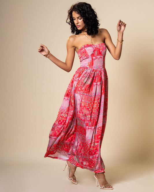 Blur Coral Printed Midi Dress