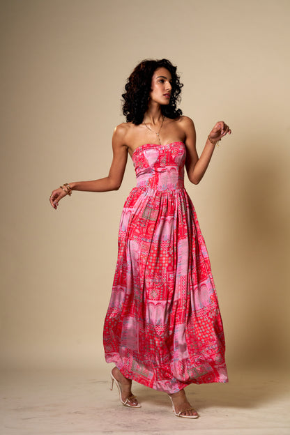 Blur Coral Printed Midi Dress