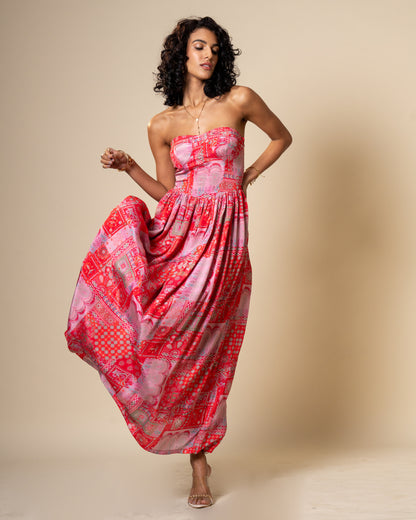 Blur Coral Printed Midi Dress