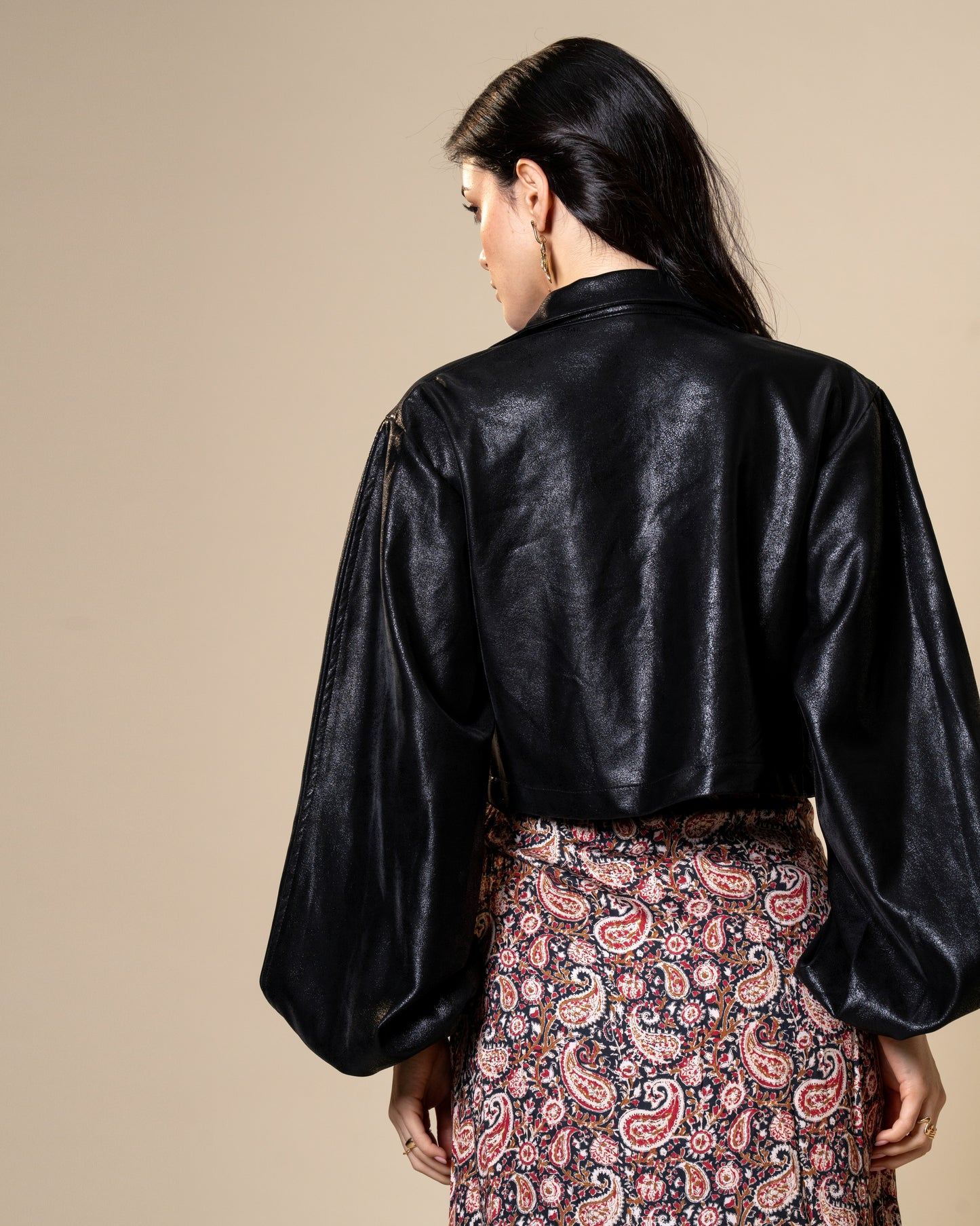 Drape Black Paisley Print Midi Dress