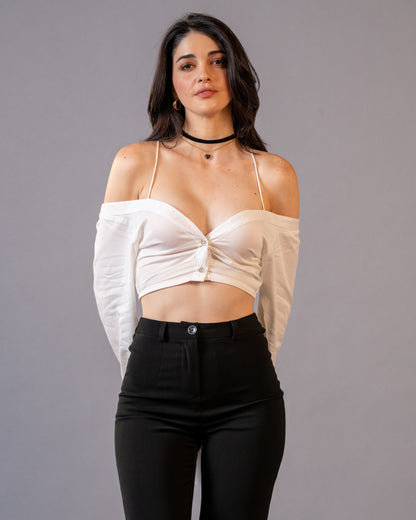 Restraint Black Straight Mid-Waist Trousers