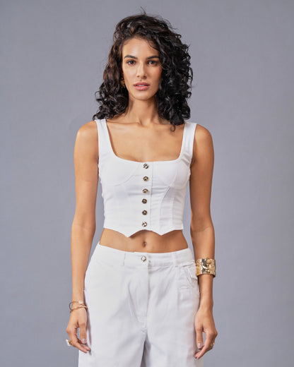 Off-duty Denim Corset Top
