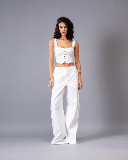Off-duty Denim Corset Top