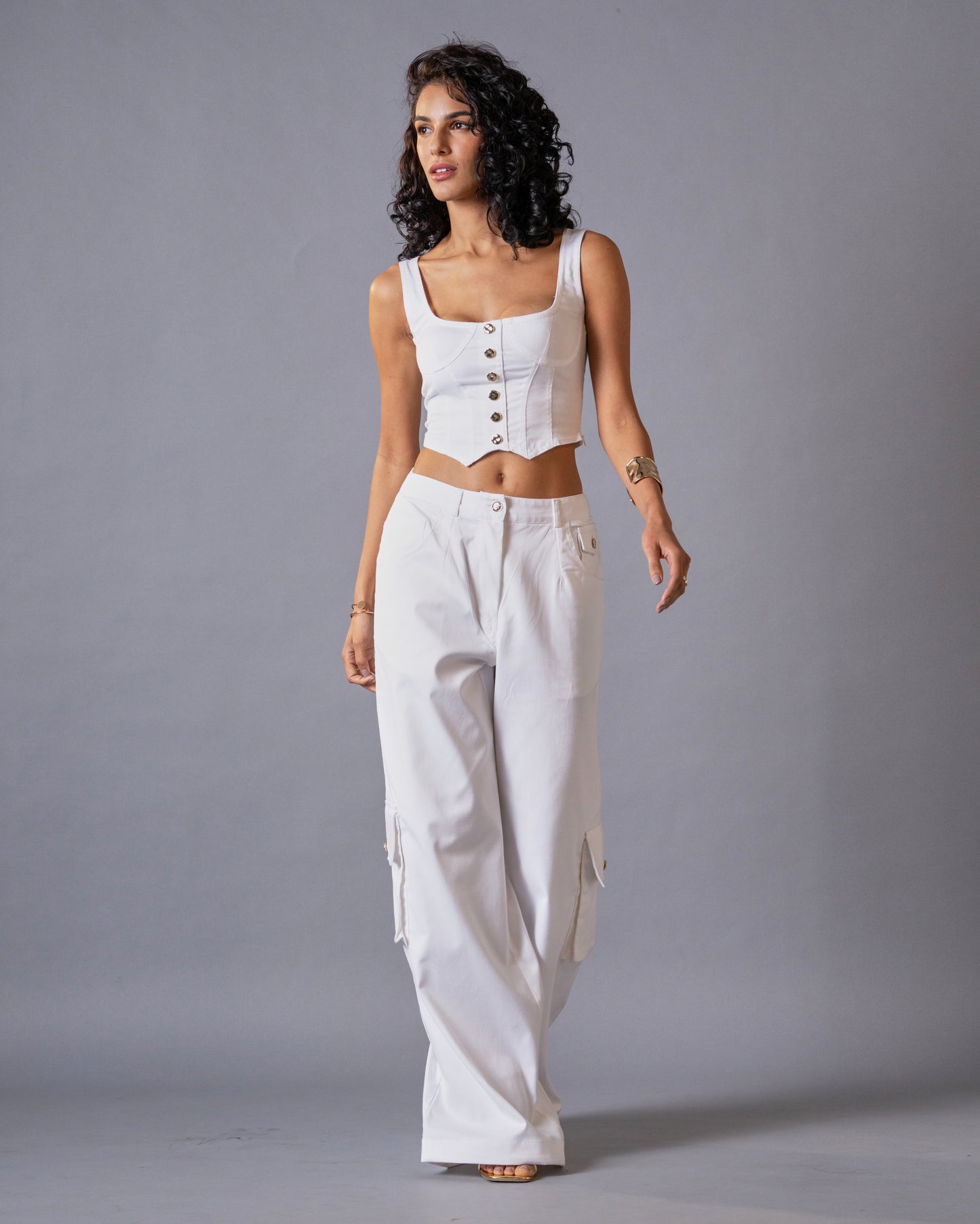 Off-duty Denim Corset Top