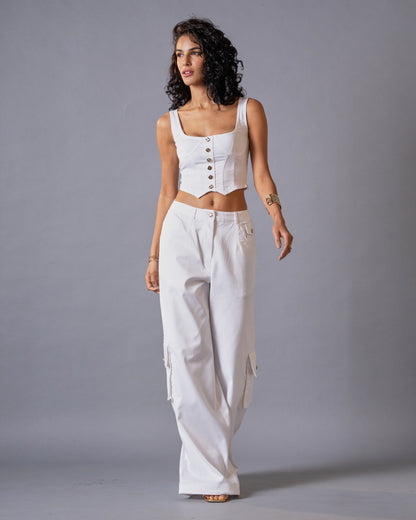 Off-duty Denim Corset Top