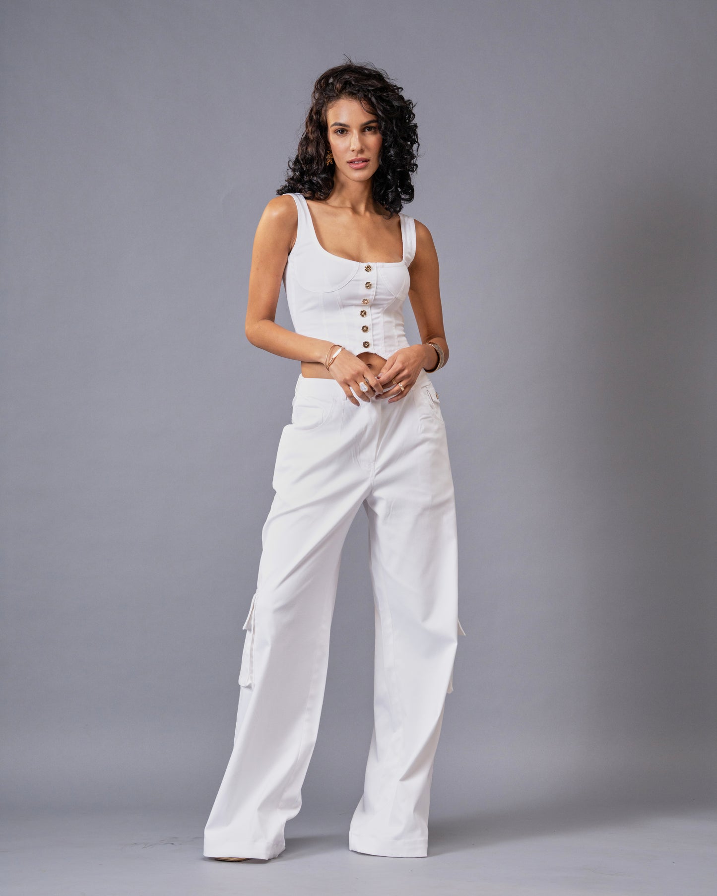 Off-duty Denim Corset Top