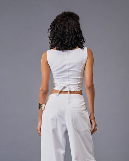 Off-duty Denim Corset Top