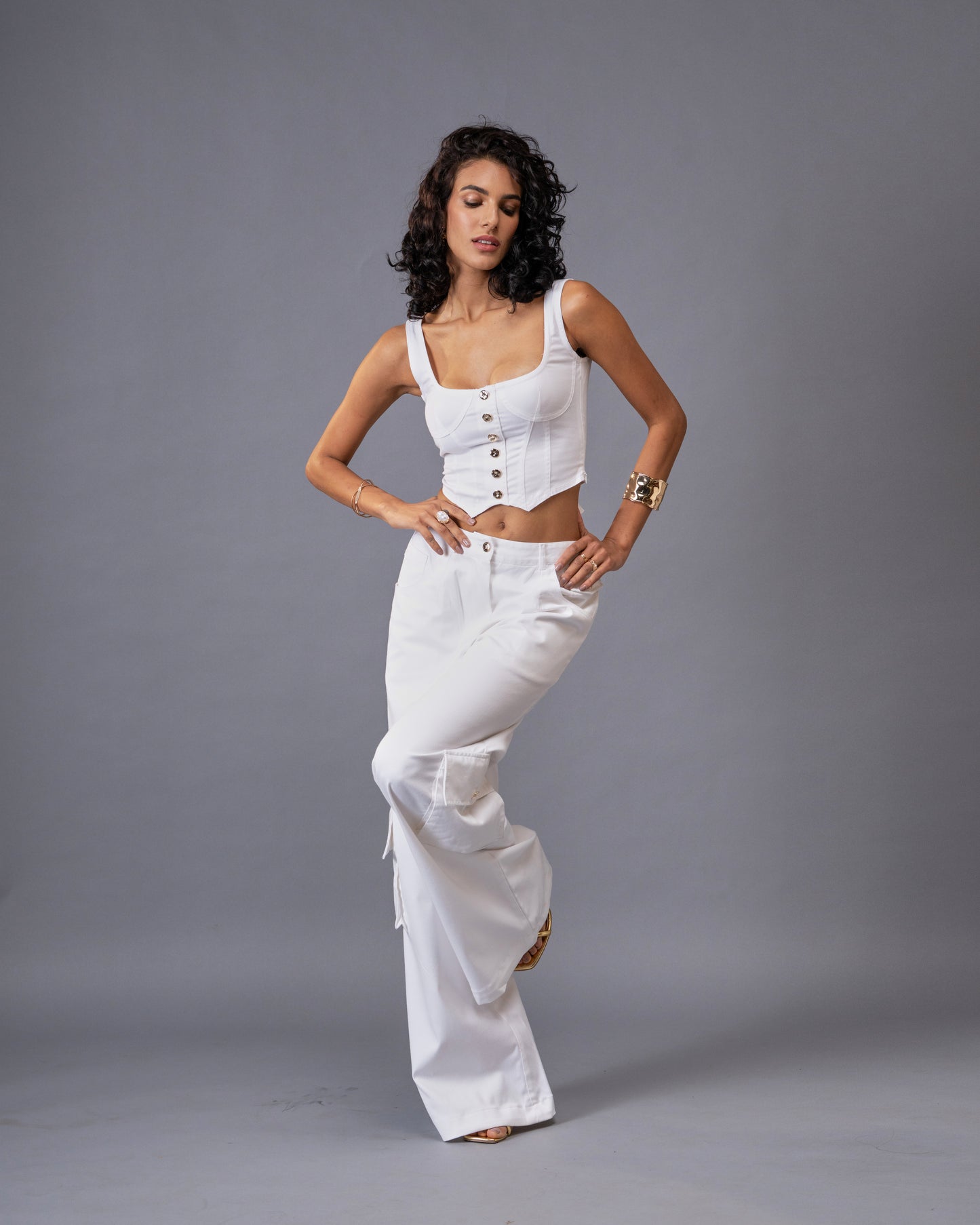 Off-duty Denim Corset Top