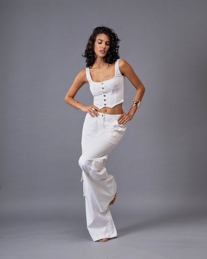 Off-duty Denim Corset Top