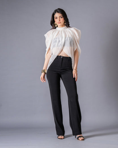 Veil Glass Organza Sheer Top with Knit Bralette