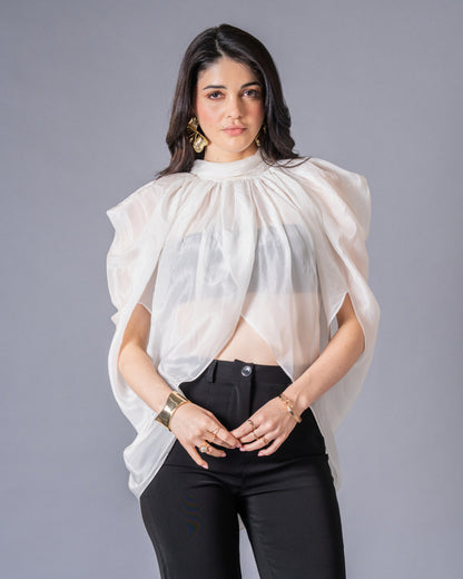 Veil Coordset - Glass Organza Top & Black Trousers