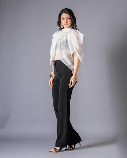 Veil Coordset - Glass Organza Top & Black Trousers