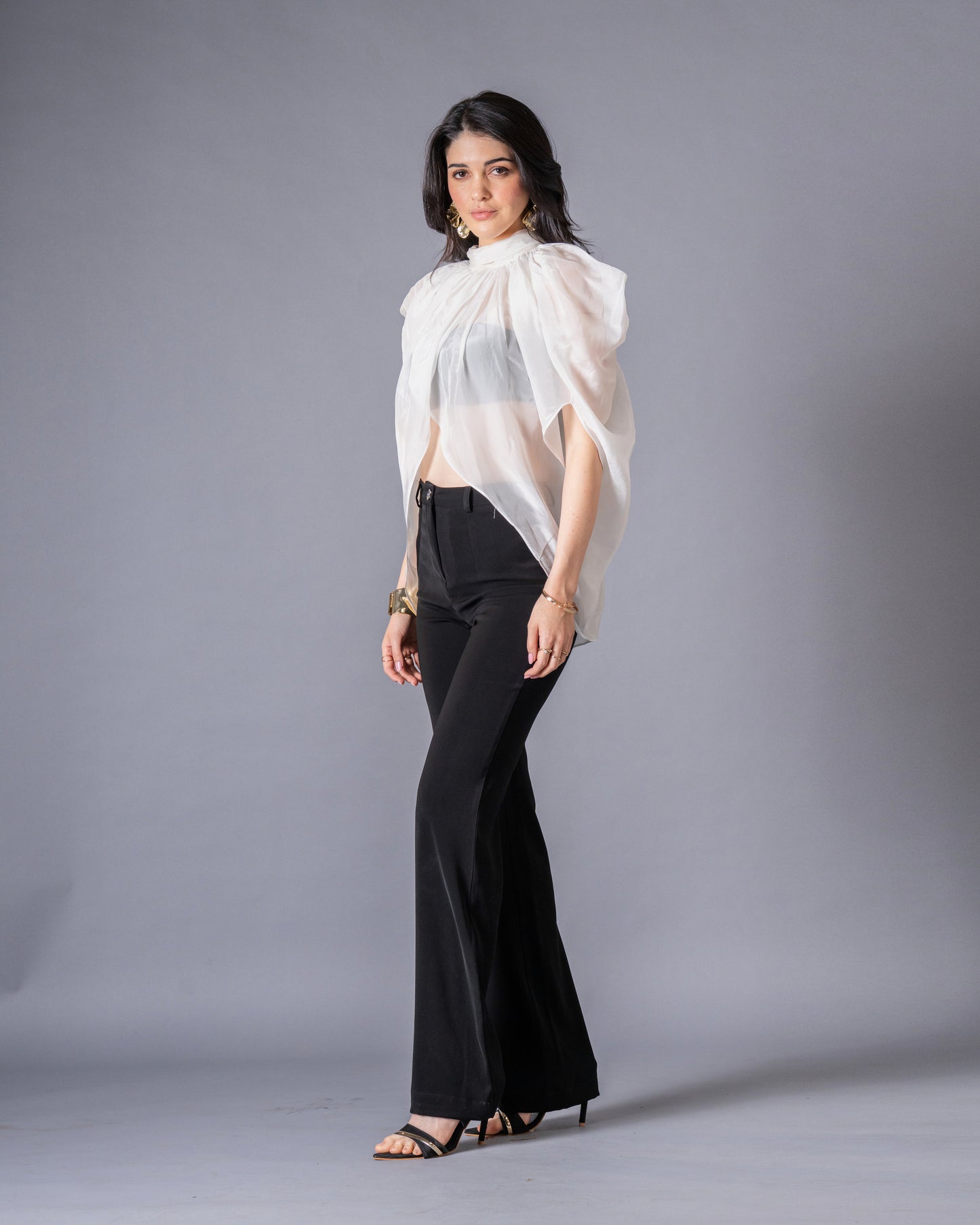 Restraint Black Straight Mid-Waist Trousers