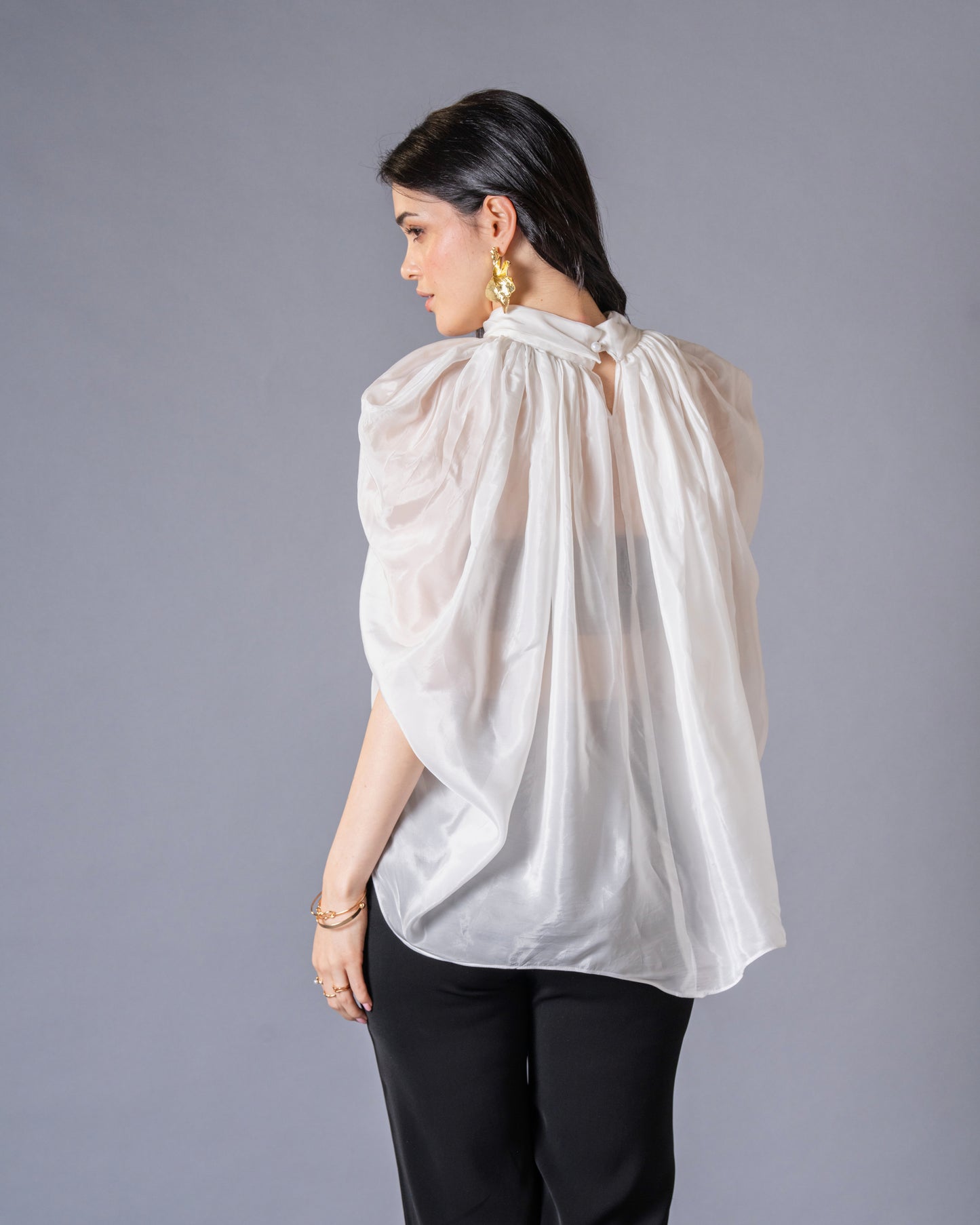 Veil Glass Organza Sheer Top with Knit Bralette